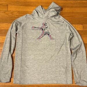 NWOT Boys Vineyard Vines Light Gray Performance Hoodie long sleeve tee